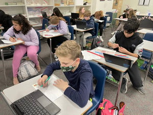 Sixth Graders Studying China's Historical Sites in Social Studies