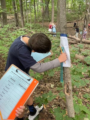 Students Take Their Math Lesson on Measuring Out to Canterbury Woods