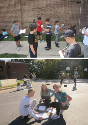 Sixth Grade Scientists Work Outside to Collect Data/Conduct Investigations