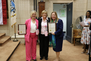 Greenfield Superintendent, Dr. Lisa Elliot (left), County Supervisor Kathleen Wied-Vincent (center), and Dr. Amidzich.