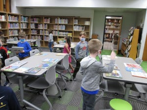 First Grade Uses Library for the First Time