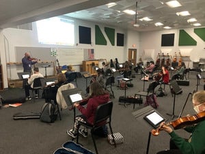 Orchestra Students Working Hard