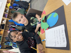 First & Fifth Grade Buddies Work on MLK Project Together