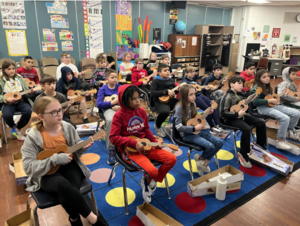 Fifth Graders Enjoy Ukulele Lessons in Music Class