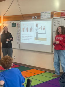 ASL Students Visit Third Graders to Teach Them About Sign Language