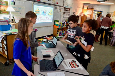 Students Using Chromebooks in Highland View Elementary Classroom