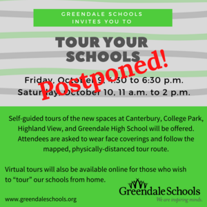 Postponed School Tours on October 9 and 10